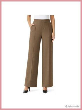 High Rise Wide Leg Work Dress Pants Stretchy Flowy Business Casual Trousers